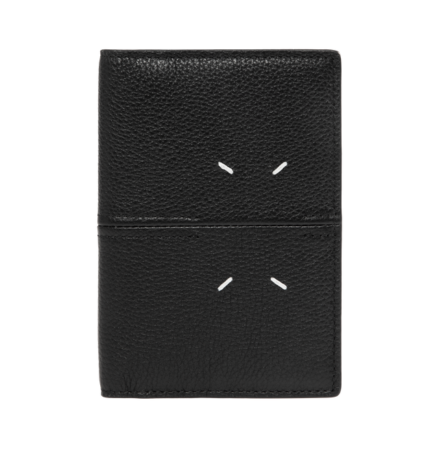 Image 1 of 3 - BLACK - MAISON MARGIELA Leather Passport Holder featuring wallet in soft leather, four stitches at the back and logo stamp on the inside. 100% calf leather. Lining: 100% goat leather. Made in Italy