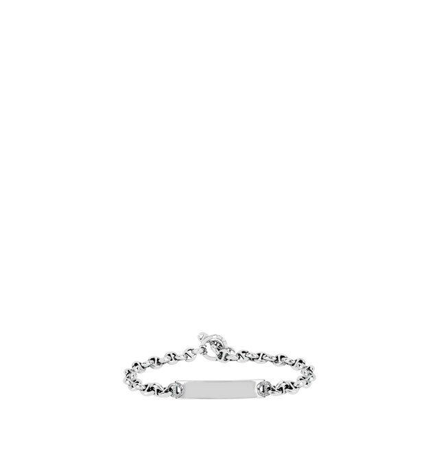 Image 1 of 2 - SILVER - HOORSENBUHS 5MM Open-Link Monogram Bracelet featuring a monogram plate with diamond accents and iconic tri-link loop and toggle closure. Sterling silver. 7 inches. Cheap Luxury Handbag Shop offers a range of initial pieces from this collection in-store. For personal consultation and detailed information about jewelry, please contact our dedicated stylist team at personalshopping@hirshleifers.com.