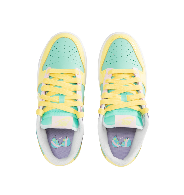 Image 5 of 5 - MULTI - NIKE Dunk Low Retro Sneaker featuring bright colors with bold blocking for standout style, leather upper that softens and gains vintage character with wear, foam midsole for lightweight, responsive cushioning and rubber outsole with classic pivot circle.