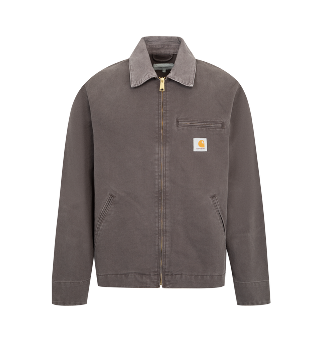 Image 1 of 3 - GREY - CARHARTT WIP Detroit Jacket featuring front closure with zip, chest pocket with zip closure, adjustable cuffs and bottom band and square label. 100% cotton.