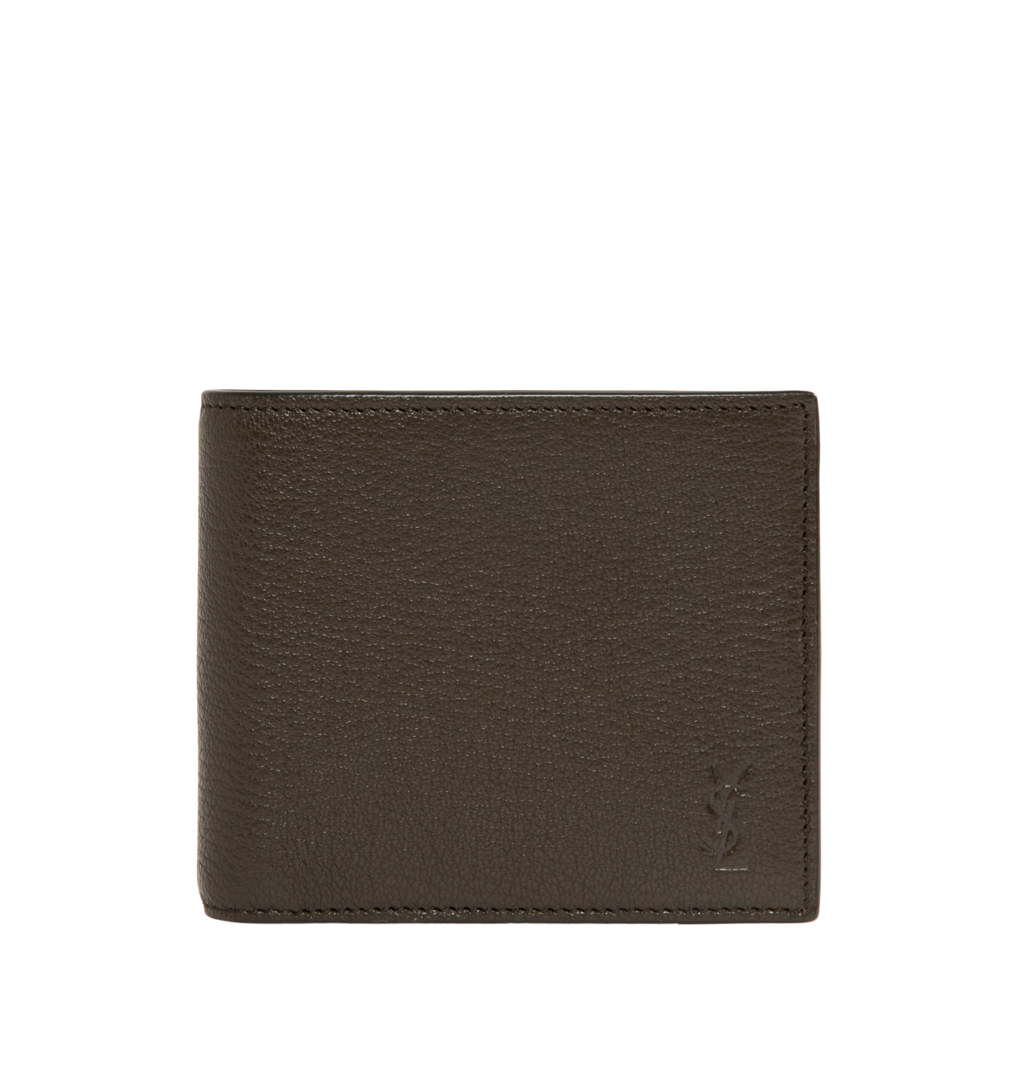 Image 1 of 3 - BROWN - Saint Laurent Mens Wallet is crafted from leather featuring a classic bifold silhouette, interior card slots and bill compartment, and embossed Saint Laurent logo. Main Material: 100% Leather. Made in Italy.