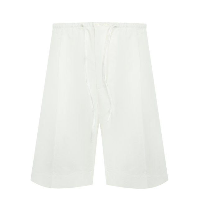 Image 1 of 3 - WHITE - BOTTEGA VENETA Shorts featuring drawstring waist, side slit pockets and back patch pocket. Made in Italy.