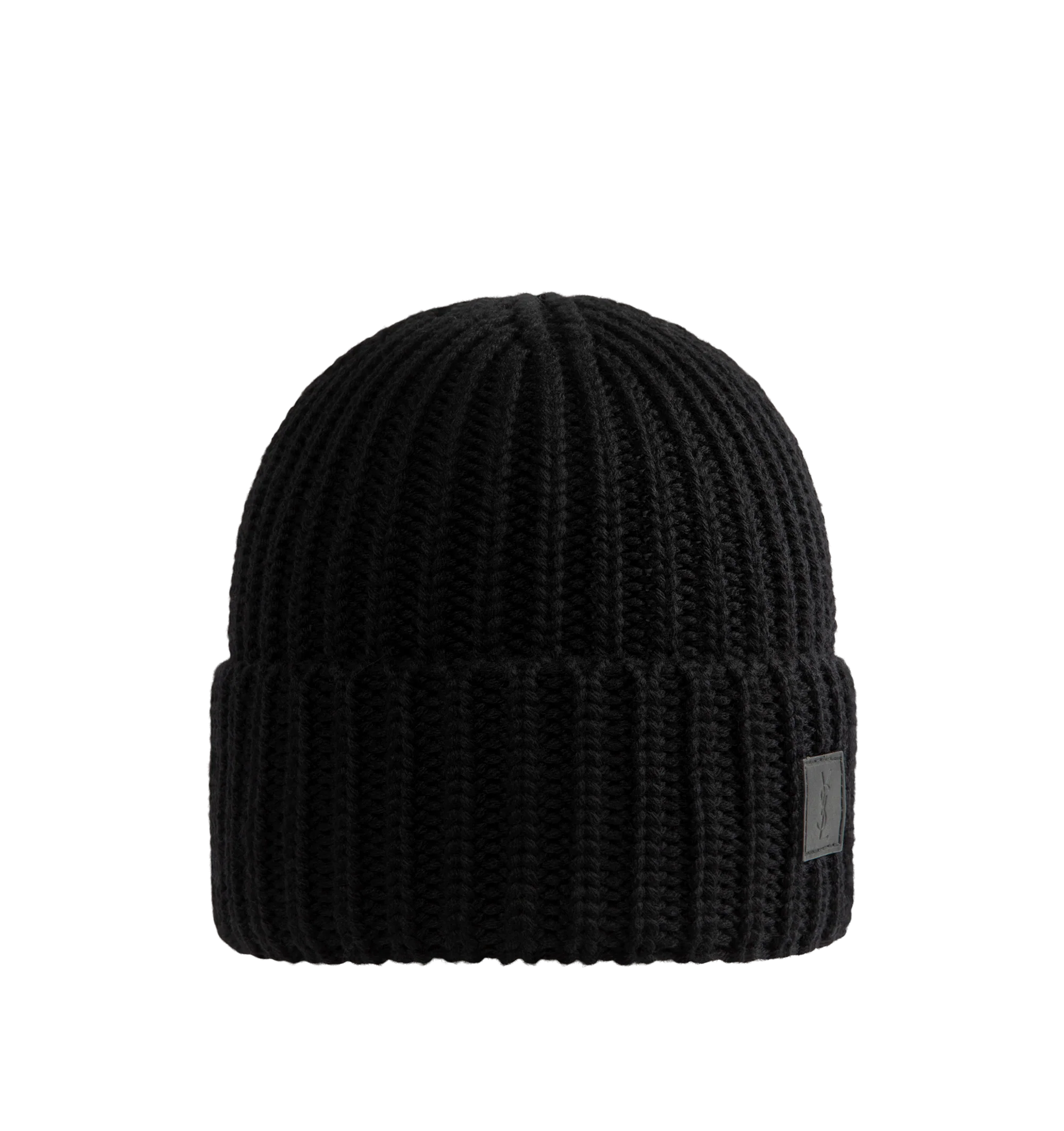 Image 1 of 3 - BLACK - Saint Laurent Men's Bonnet Maille Knit Beanie features a classic knitted construction.