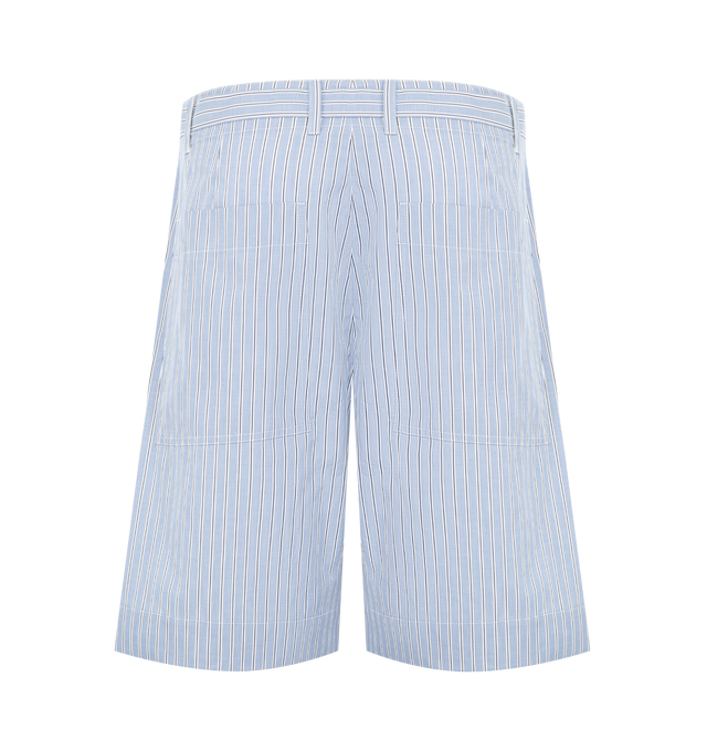 Image 2 of 3 - BLUE - GIVENCHY Kimono Shorts featuring striped bermuda shorts in cotton, zipped closure and matching belt, contrasting Givenchy Paris gros grain on the lower front, two side pockets and two back pockets. 100% cotton.