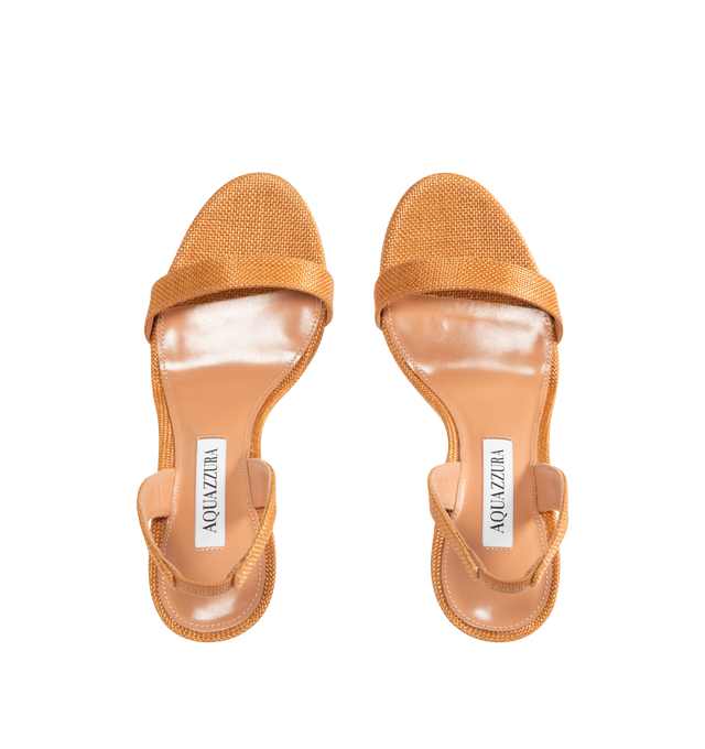 Image 4 of 4 - BROWN - AQUAZZURA So Nude Sandal 105 featuring two strap style, covered stiletto heel, leather lining, leather insole with 'Aquazzura Firenze' stamped in gold and leather sole with embossed Pineapple logo. 105 mm heel. Nappa leather. Made in Italy.