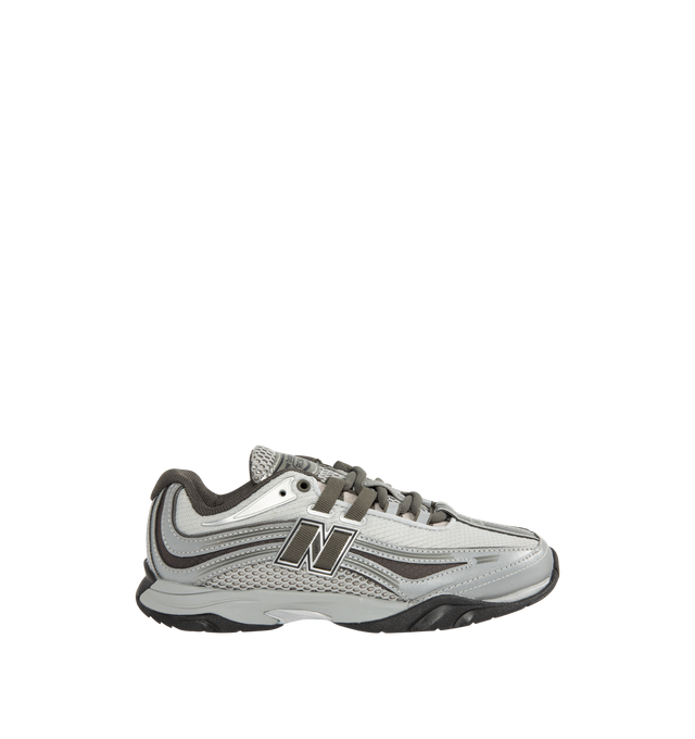 Image 1 of 5 - GREY - NEW BALANCE RC56 Sneaker featuring perforated leather and nylon mesh upper, synthetic and leather overlays, low-profile design, FuelCell foam, PU foam footbed insert, N-lock lacing system, tread outsole pattern and 3D welded printed eyelets.