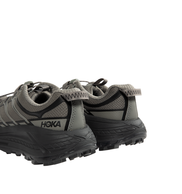 Image 3 of 5 - GREY - HOKA Mafate Three2 Sneaker featuring quick lace system, internal gusset, mesh upper with hot melt overlays, compression molded EVA midsole and Vibram Megagrip outsole. 