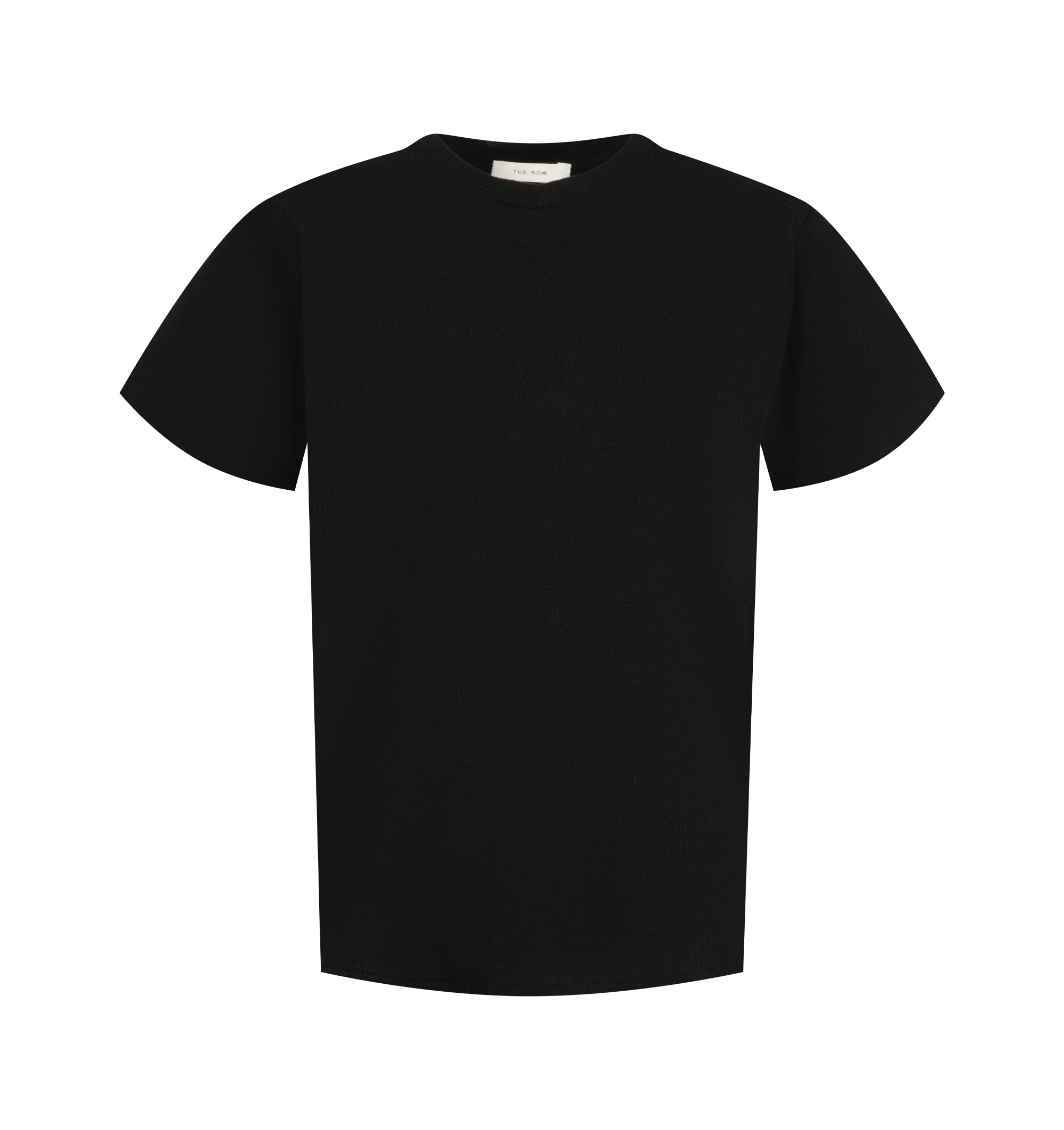 Image 1 of 2 - BLACK - The Row Women's Duca Top is crafted from soft cotton jersey and features a classic crew neckline, short sleeves, and refined flat trim detailing for a clean, minimalist look. This designer cotton T-shirt combines exceptional Japanese craftsmanship with lightweight comfort and timeless versatility, making it an effortless everyday wardrobe essential. Main Material: 100% Cotton. Made in Japan.
