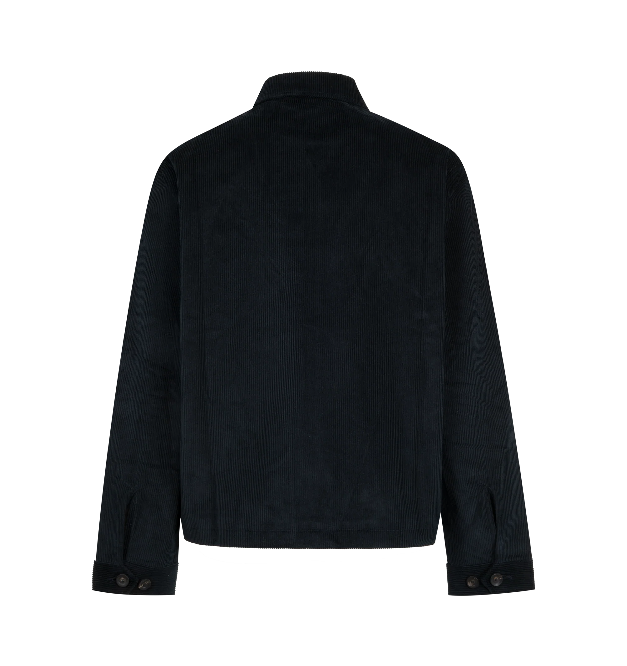 Image 2 of 2 - BLUE - Wales Bonner Men's Drew Jacket is crafted from thick cotton corduroy and presented in a rich navy finish. Designed with a substantial, textured construction, this designer jacket reflects Wales Bonner's refined approach to classic menswear and heritage-inspired materials. Finished with a viscose and wool-blend lining and pure cotton pocket lining for added comfort and structure. Main Material: 100% Cotton. Lining: 85% Viscose, 15% Wool. Pocket Lining: 100% Cotton.  