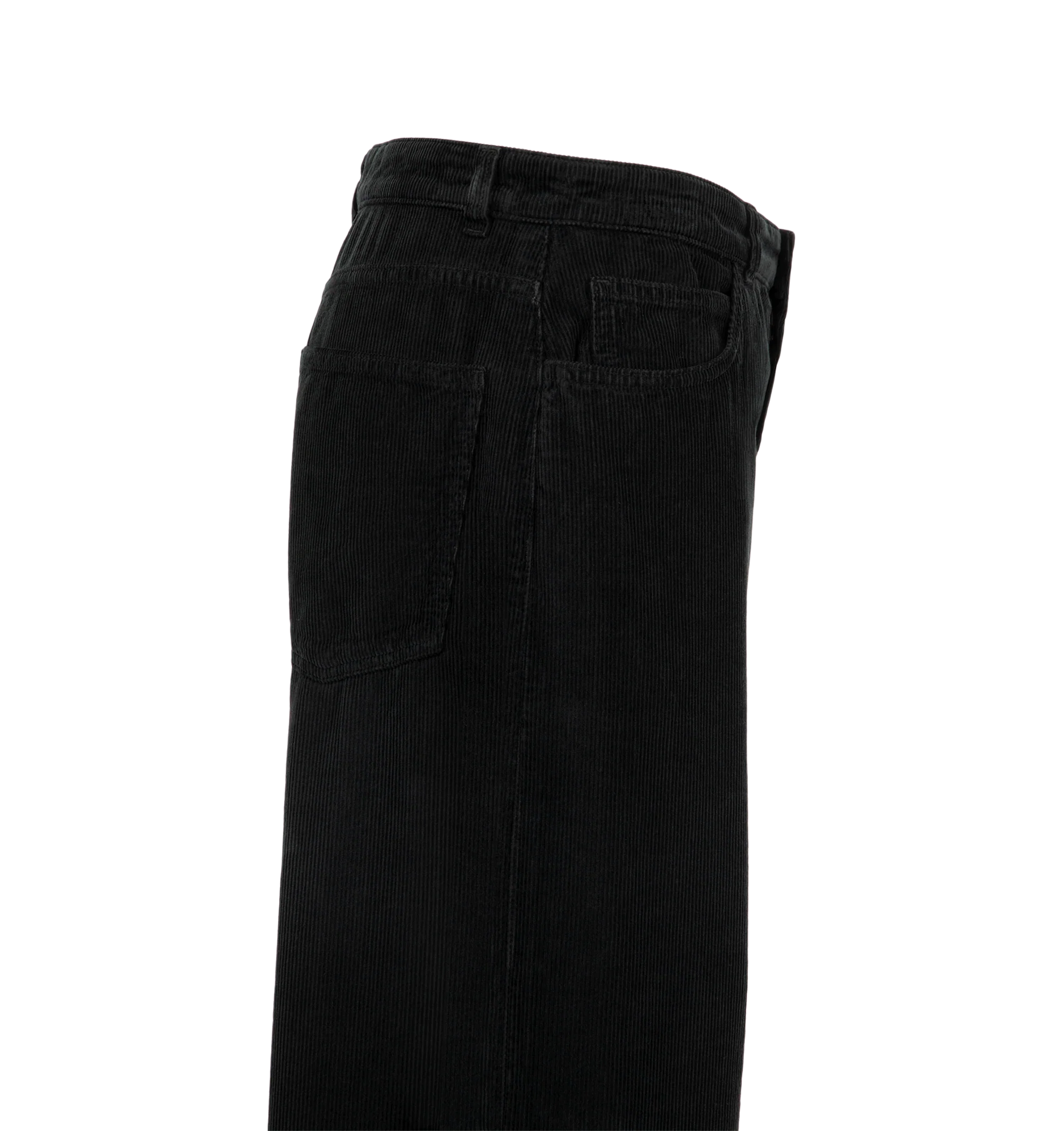 Image 3 of 3 - BLACK - The Row Women's Eglitta Pants are crafted from enzyme-washed cotton corduroy and feature a mid-rise waist, straight-leg fit, contrast topstitching, and classic five-pocket construction. Main Material: 99% Cotton, 1% Elastane. Made in Italy. 