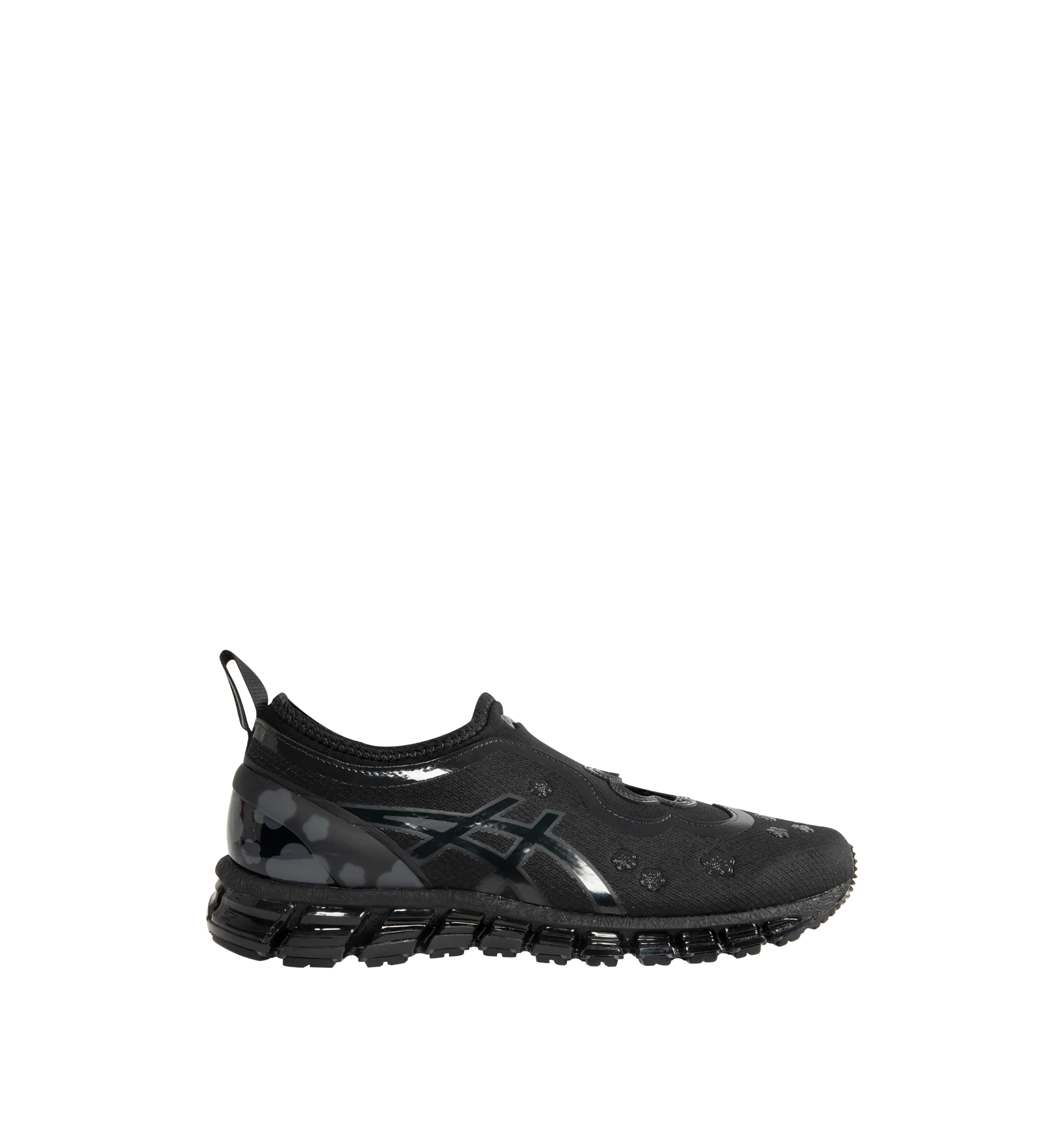 Image 1 of 5 - BLACK - ASICS Mens GEL-Quantum 360 I Sneakers feature a printed synthetic mesh upper with closed mesh panels. Designed with FF BLAST PLUS cushioning, GEL technology, TRUSSTIC support system, lace-up closure, and a durable rubber outsole. Upper: Synthetic; Midsole: FF BLAST PLUS, GEL Technology, TRUSSTIC; Outsole: Rubber.
