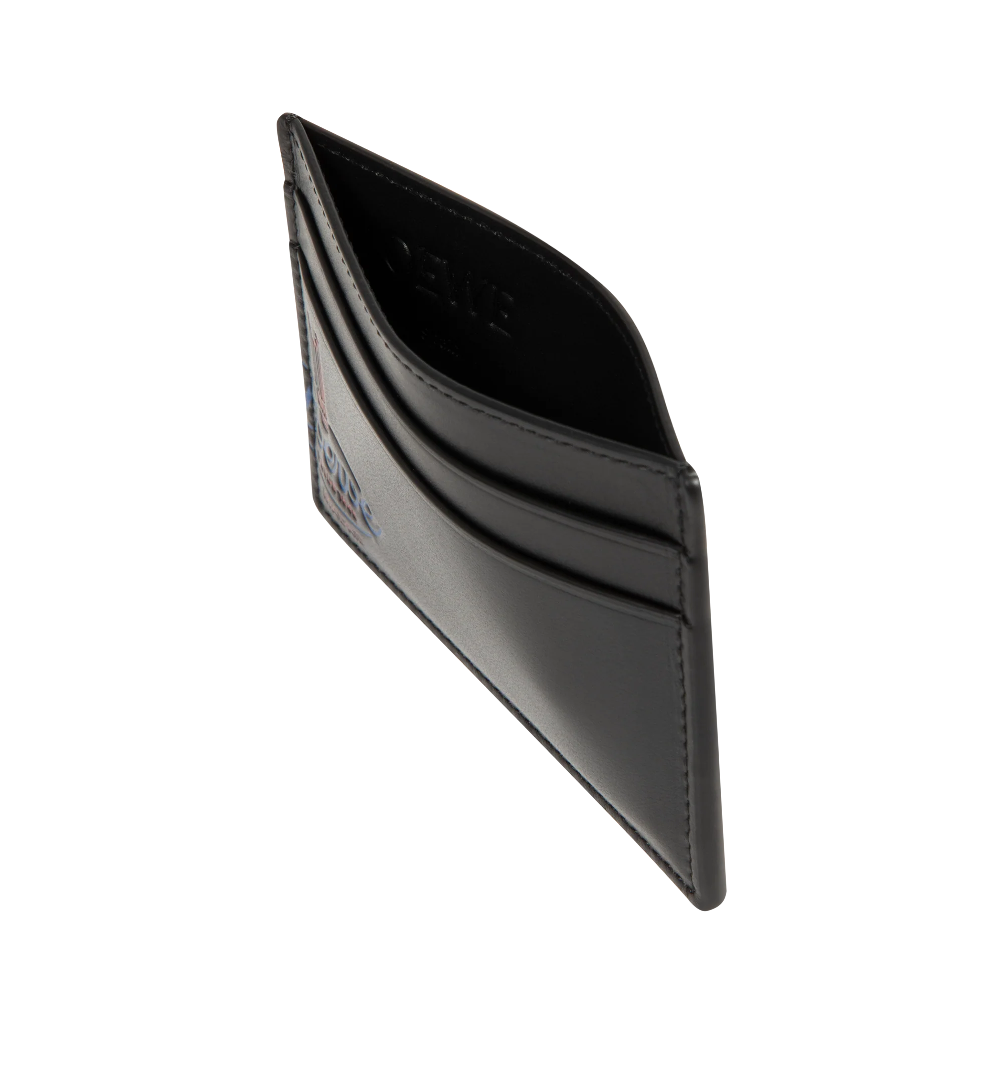 Image 3 of 3 - BLACK - Loewe Mens Logo Cardholder is crafted from shiny calfskin. Features four card slots, one central pocket, embossed and printed bi-color archive-inspired LOEWE logo, and calfskin lining. Main Material: Shiny Calfskin; Lining: Calfskin. Dimensions: 10.3cm W x 7.5cm H x 0.3cm D. Made in Spain.