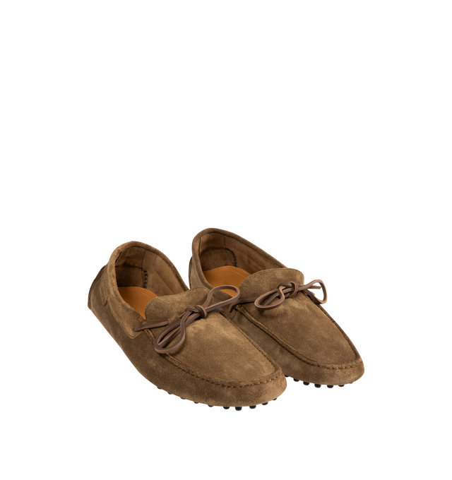 Image 2 of 4 - BROWN - TOM FORD Rod Driving Loafers featuring round toe, slips on, suede upper, leather lining and rubber sole. Made in Italy.