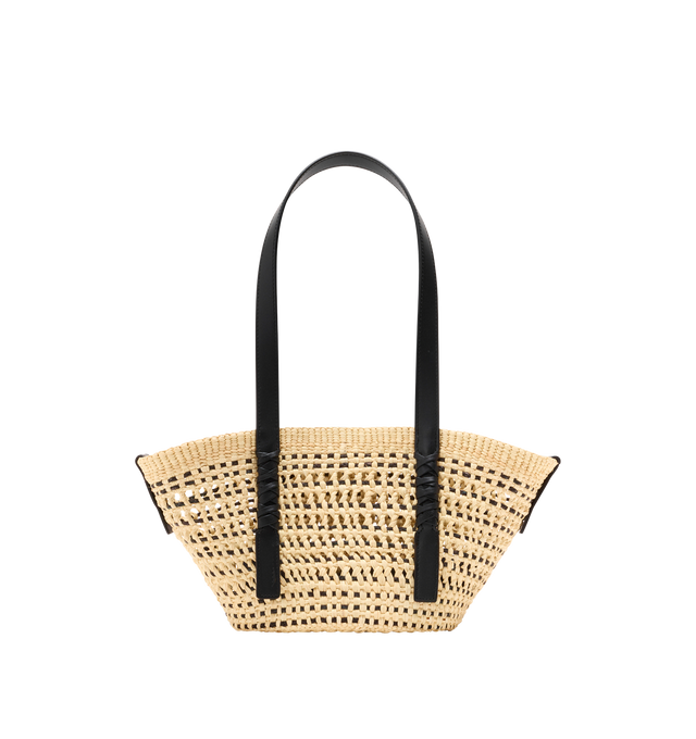 Image 4 of 6 - NEUTRAL - LOEWE PAULA'S IBIZA Small Braid Basket Bag in iraca palm and calfskin featuring shoulder carry, calfskin tie closure, unlined, removable Anagram Pebble dice and gold embossed LOEWE. Iraca palm/calf. 18 cm x 36 cm x 13 cm. Made in Spain.