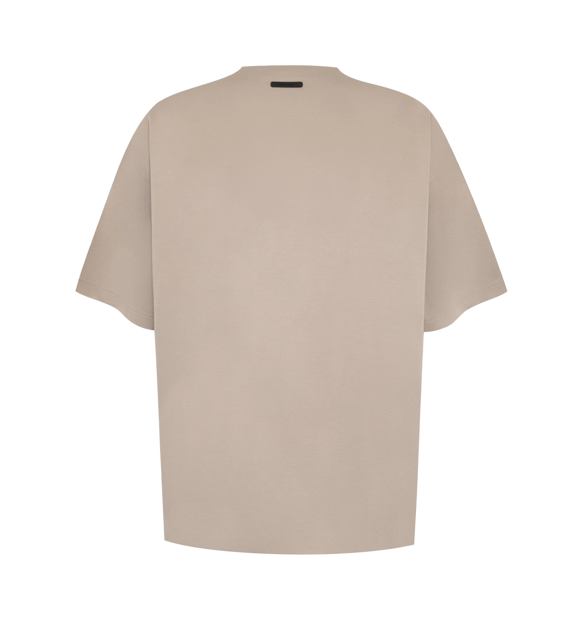 Image 2 of 2 - NEUTRAL - The Fear Of God Men's Modern Tee is crafted from 180GSM Ponte jersey and designed in a relaxed fit with dropped shoulders and 3/4-length sleeves. Details include a rib-knit collar and Essentials signature label at the center front.