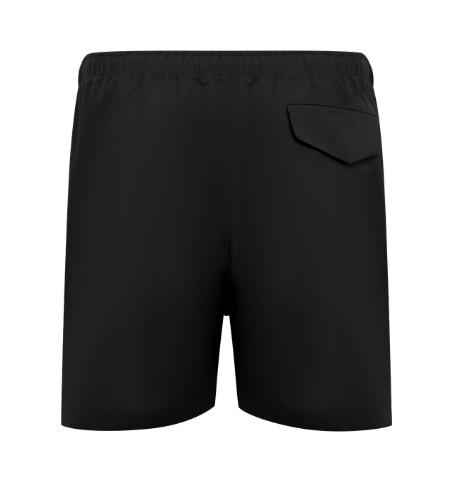 Image 2 of 3 - BLACK - AURALEE Wool Max Canvas Shorts featuring wide fit, short length, belt loops and elasticated drawstring waistband. 100% wool. 
