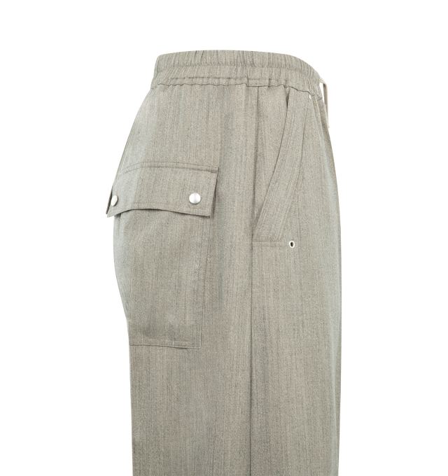 Image 3 of 3 - GREY - RICK OWENS Wide Bela Pants featuring zip fly and drawstring waistband, 4-pocket styling, lightweight twill fabric and relaxed fit. 100% wool. Made in Italy. 