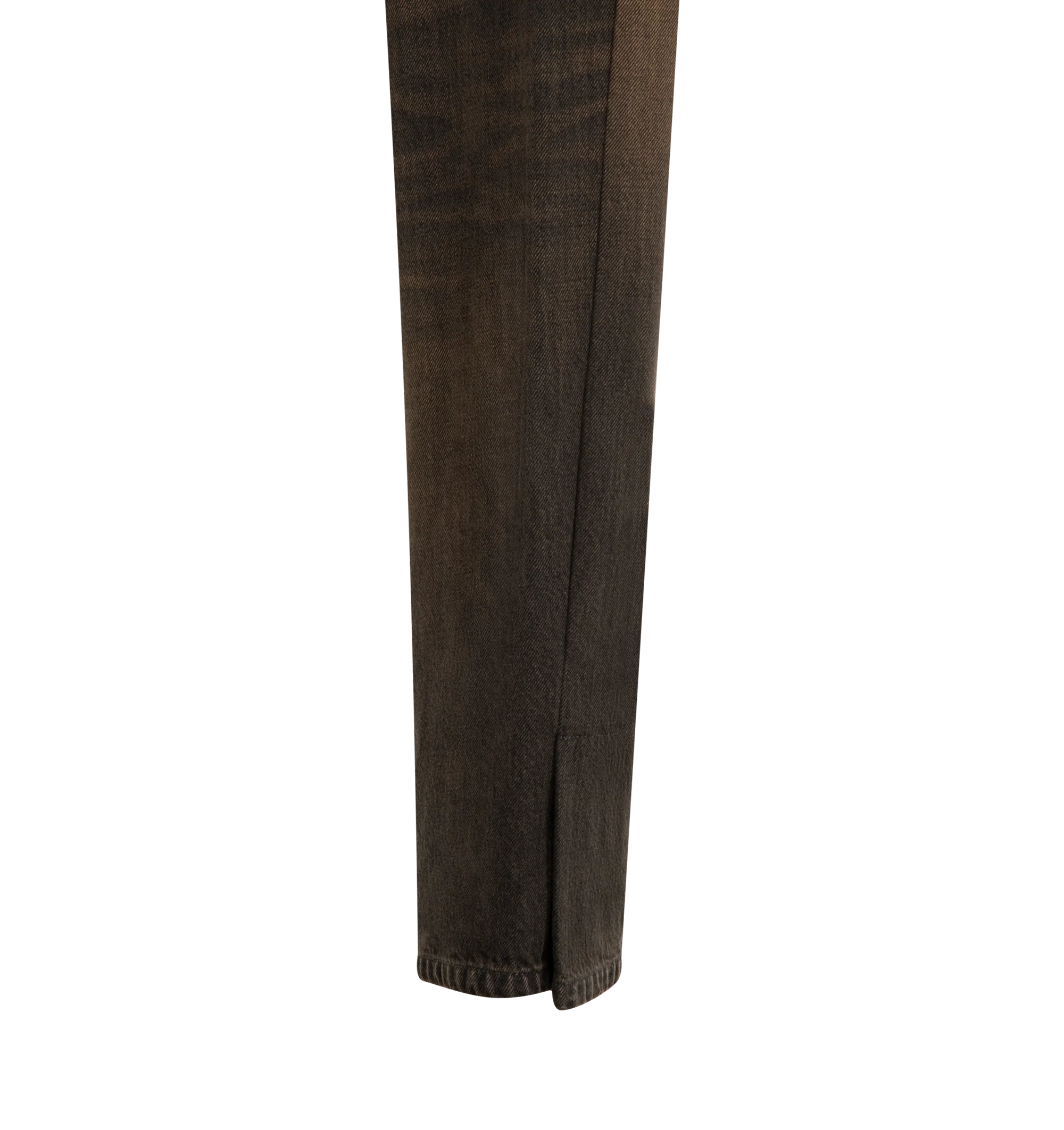 Image 4 of 4 - BROWN - Maison Mihara Yasuhiro Women's Folded 12oz Jeans are crafted from 12-ounce cotton denim and feature a cuffed hem, faded finish, elastic waistband with belt loops and an adjustable drawstring, plus side and back pockets. These designer denim jeans combine relaxed comfort with Maison Mihara Yasuhiro's signature contemporary aesthetic, creating a versatile silhouette for everyday wear. Main Material: 100% Cotton. Made in Japan.