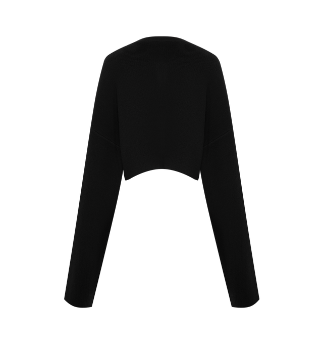 Image 2 of 2 - BLACK - TOTEME Cropped Oversized Cardigan featuring cardigan knitted from double-faced wool to a cropped, oversized silhouette with voluminous sleeves that extend past the fingertips, metal tonal buttons fasten the front and dropped shoulders. 92% RWS wool, 7% polyamide, 1% elastane.