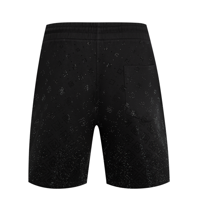 Image 2 of 3 - BLACK - CASABLANCA Crystal Monogram Sweatshorts featuring monogram crafted from crystals, elasticised waistband, silver-tipped drawstring fastening, side pockets, and a back pocket. 100% organic cotton. 100% glass crystals. Made in Portugal.