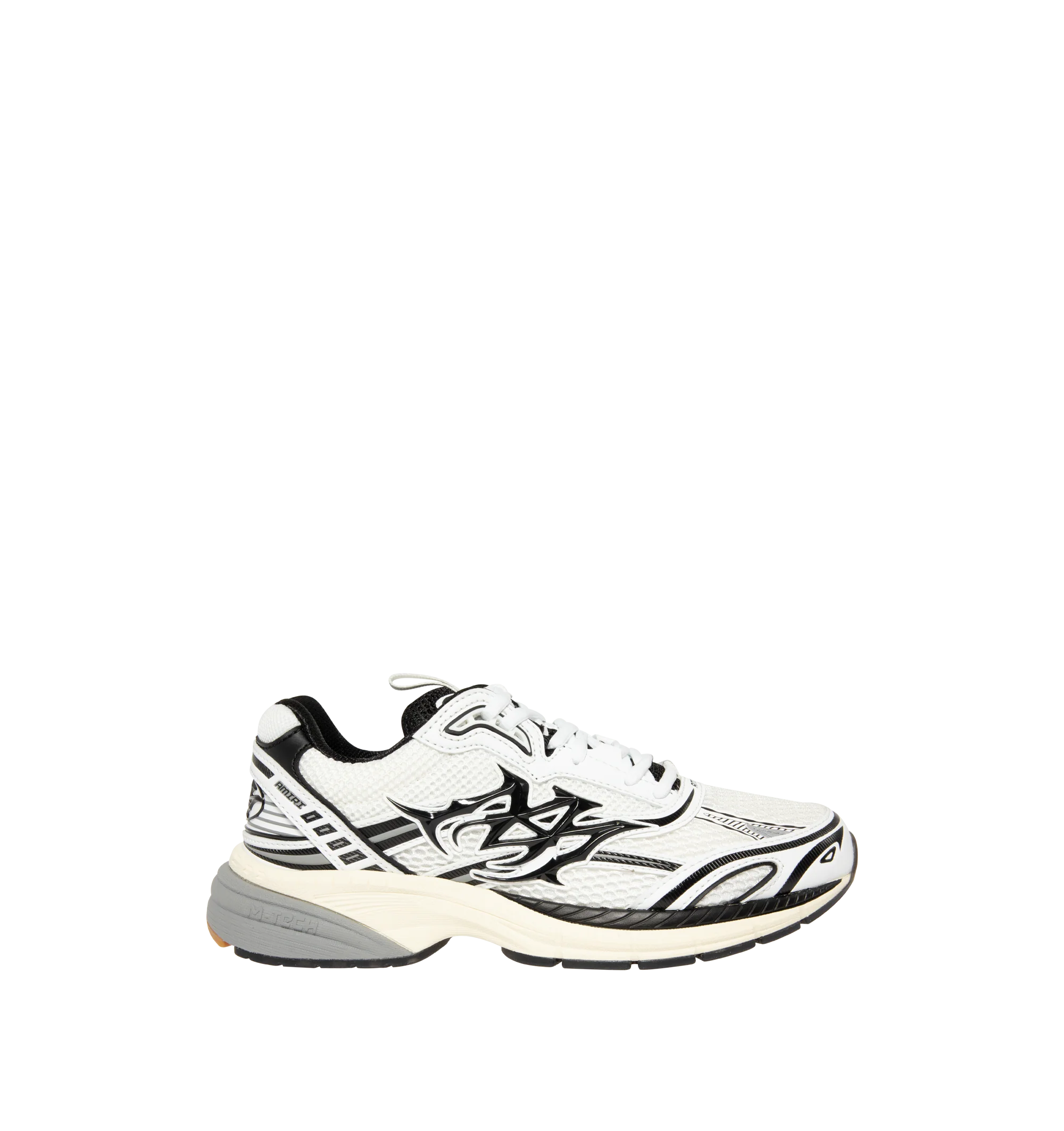 Image 1 of 5 - MULTI - Amiri Mens Ma Tech Sneakers feature a mesh and leather upper with contrast detailing and signature MA icon. Designed with a lace-up closure and durable rubber outsole inspired by technical running shoes. Upper: Leather, Polyester, and Rubber; Sole: Rubber. Made in Vietnam.
