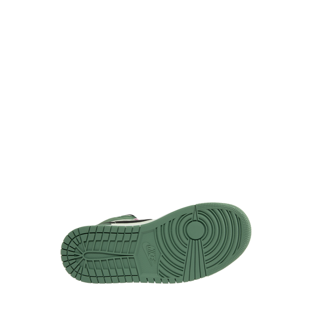 Image 4 of 5 - GREEN - JORDAN Air Jordan 1 Mid SE Sneaker featuring textile and leather upper, lace-up front closure, padded tongue and collar and rubber sole.