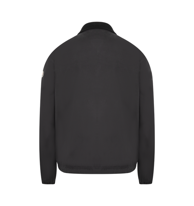 Image 2 of 4 - BLACK - MONCLER Arinell Shirt Jacket featuring a brushed polyester and cotton blend, nylon lining, rib knit collar, zipper and snap button closure, pockets with button closure, inside zipped pocket, hem with drawstring fastening and embroidered logo. 53% polyester, 33% cotton, 14% polyamide/nylon.
