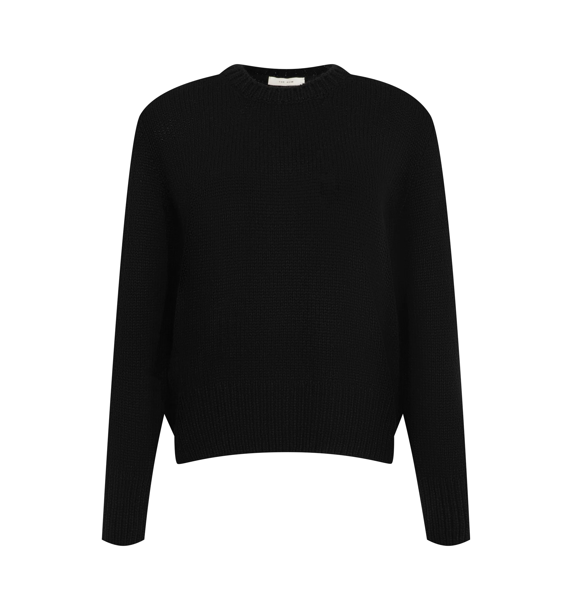 Image 1 of 2 - BLACK - The Row Women's Pato Sweater is crafted from heavyweight cashmere and features a classic crew neckline with ribbed trims at the neckline, cuffs, and hem for a timeless, elevated look. This designer cashmere sweater combines luxurious Italian craftsmanship with exceptional warmth, softness, and everyday versatility, making it an essential cold-weather wardrobe staple. Main Material: 100% Cashmere. Made in Italy.