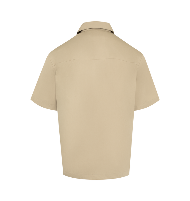 Image 2 of 2 - BROWN - CARHARTT WIP Postal Zip-Up Cotton-Blend Shirt featuring relaxed boxy fit, classic collar, embroidered logo at chest and two-way zip front. 65% polyester, 35% cotton. 