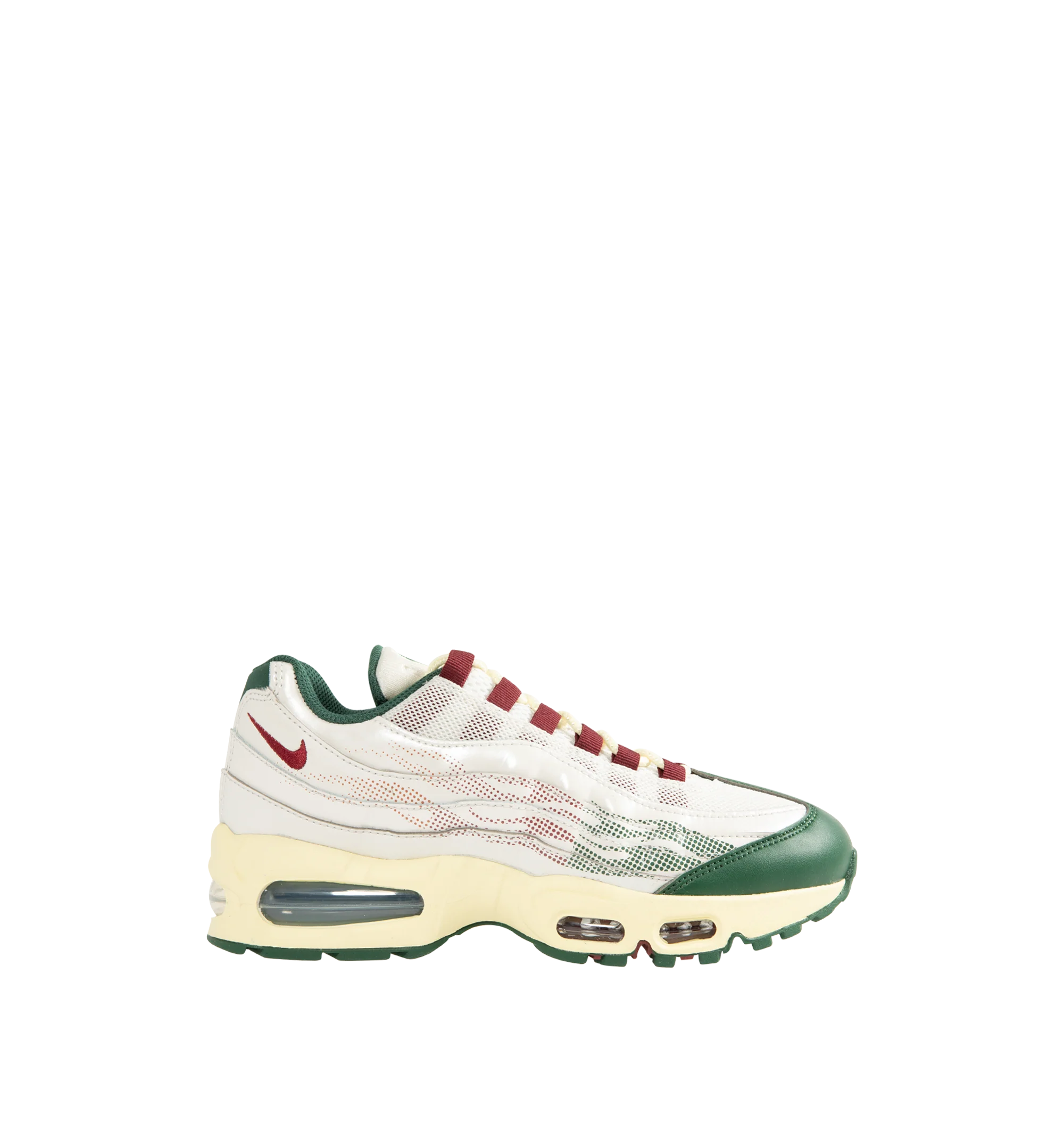 Image 1 of 5 - WHITE - NIKE Air Max 95 "Big Bubble" SE Sneaker featuring upper that combines real and synthetic leather with airy textiles for a layered, visible Max Air cushioning, flex grooves in the midsole and outsole, foam midsole and rubber outsole.