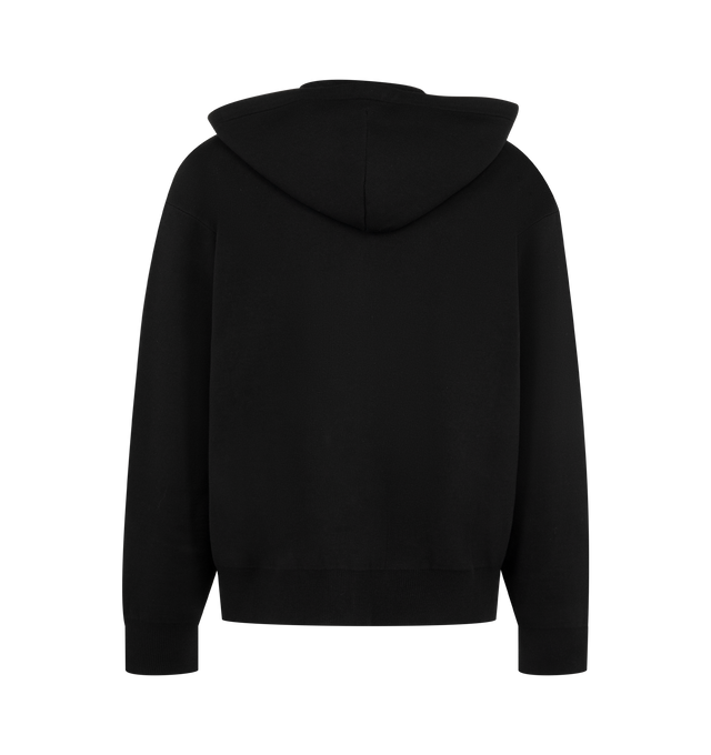 Image 2 of 2 - BLACK - LOEWE Zip-Up Hoodie in medium-weight wool featuring regular fit, regular length, double face stitch, hooded collar, leather chest patch pocket, zip front fastening, ribbed cuffs and hem and embossed Anagram placed on the chest pocket. Wool. Weight. Made in Italy.