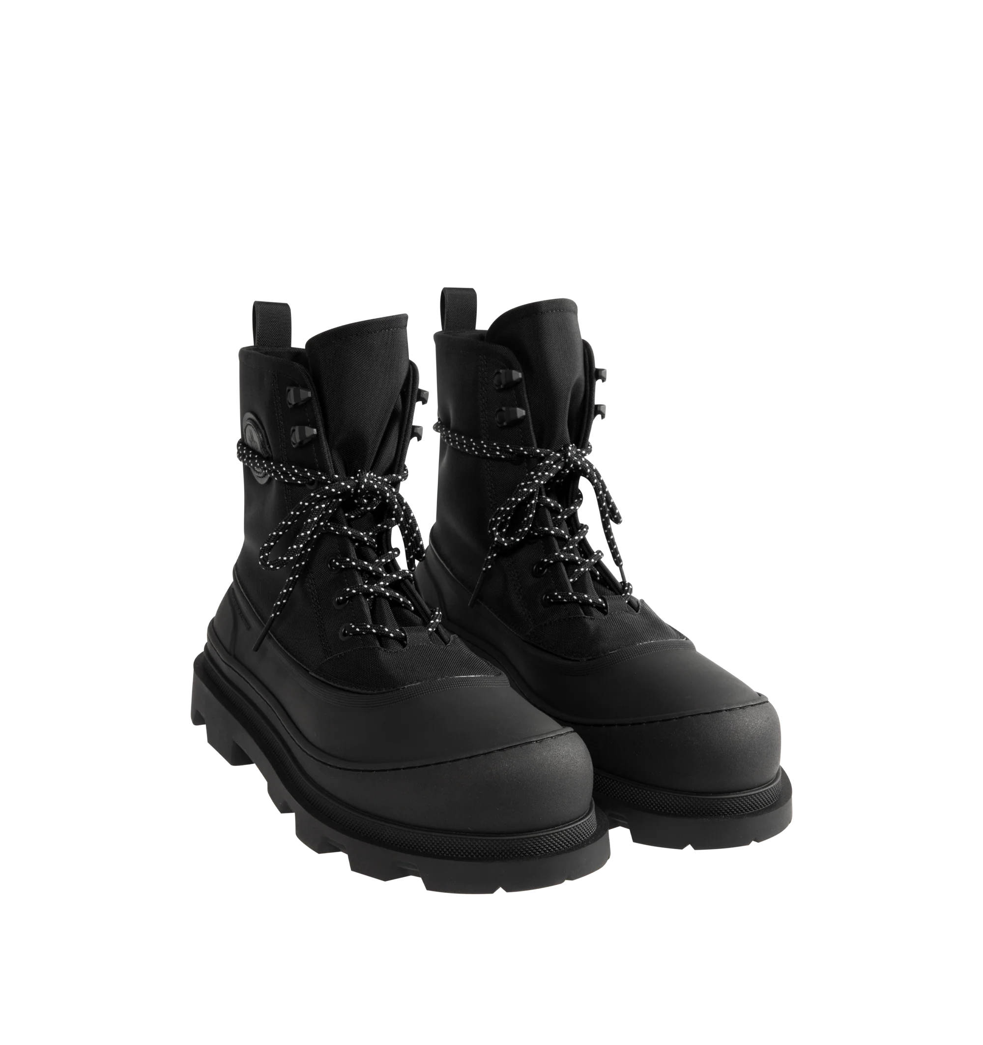 Image 2 of 4 - BLACK - Moncler Vera Sheal Lace-Up Boots combine refined craftsmanship with technical performance for everyday versatility. Designed in a sleek ankle-boot silhouette, these lace-up boots deliver lasting comfort, durability, and modern sophistication, making them an elevated choice for both urban and outdoor settings. UPPER: 100% Elastodiene; UPPER: 65% Polyamide / Nylon, 35% Polyester; LINING: 100% Polyester; SOLE: 100% Elastodiene.