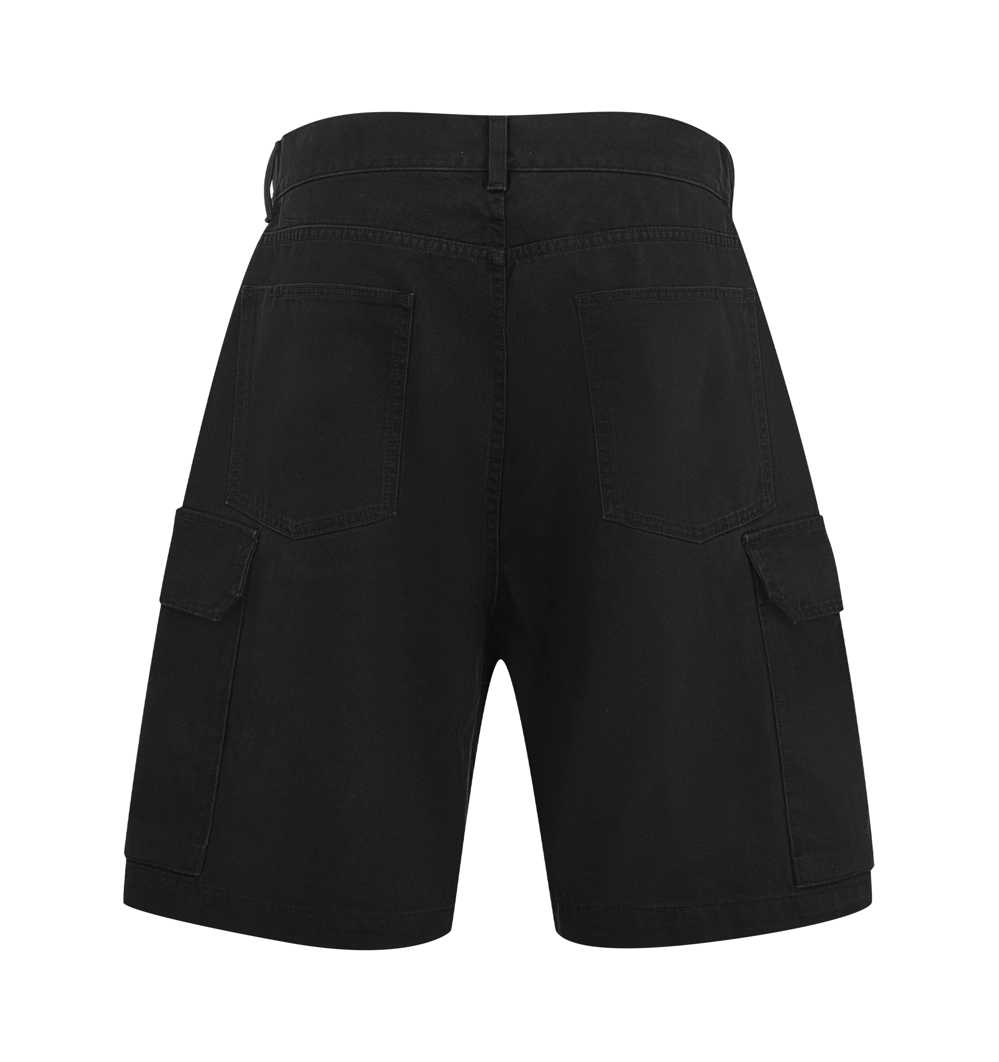 Image 2 of 3 - BLACK - JW Anderson Men's Twisted Patch Pocket Shorts featuring twisted patch pocket shorts, utilitarian detailing and logo embossed leather patch. 100% Cotton. Made in Japan.