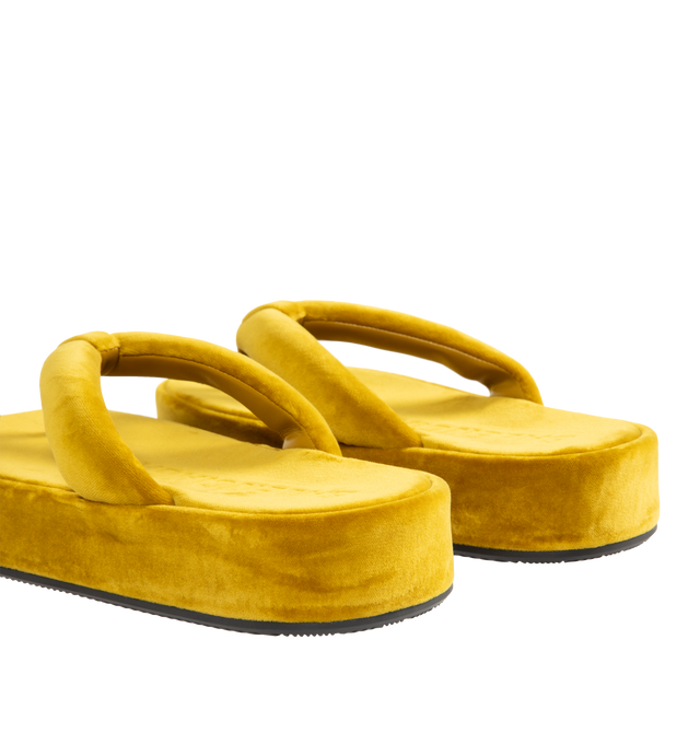 Image 3 of 4 - YELLOW - BALENCIAGA Jet Lag Thong featuring cotton, viscose and elastane, thong sandal, rounded toe, 50mm platform height, padded upper, Balenciaga logo embroidered on the upper of the right foot, Balenciaga logo debossed on the insole, tone-on-tone sole and black outsole. Upper: cotton, viscose, elastane. Sole: TPU. Insole: cotton, viscose, elastane. Made in Italy.