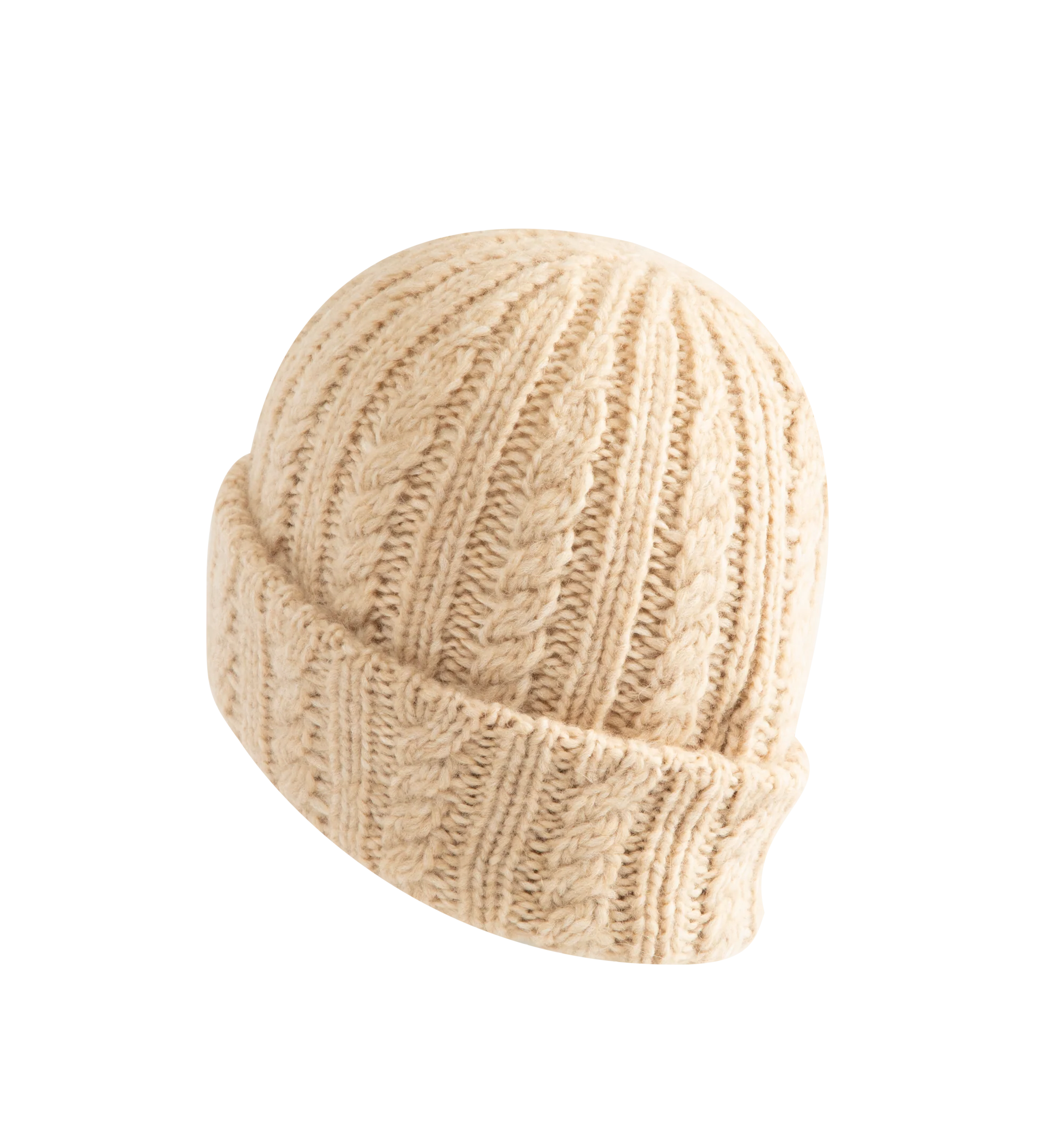 Image 2 of 2 - NEUTRAL - Moncler Women's Cable Knit Wool Blend Beanie is crafted from a wool, nylon, and alpaca blend and features a textured cable-knit construction with ribbed-knit detailing. Designed as a timeless cold-weather accessory, the beanie is finished with the signature Moncler logo patch at the front. Main Material: 43% Alpaca, 36% Polyamide, 21% Wool. Cable-Knit and Ribbed-Knit Construction. Logo Patch. Made in Italy.