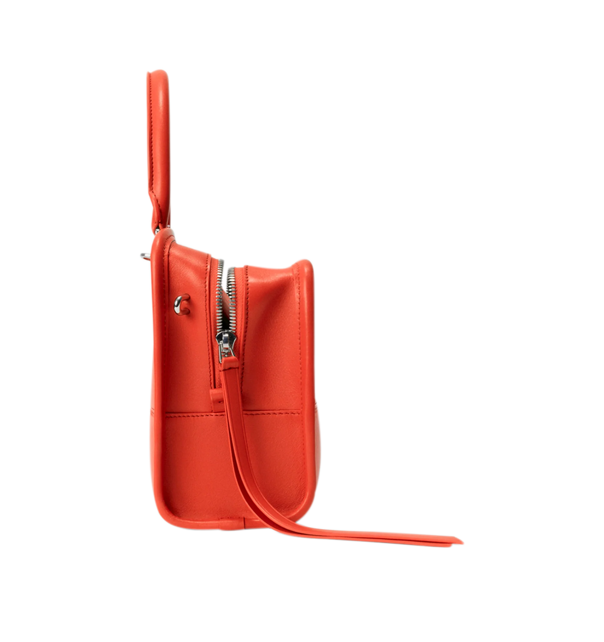 Image 8 of 17 - ORANGE - Loewe Small Amazona 180 Bag in leather features a relaxed silhouette anchored by a single toron top handle, designed to be carried open, while a concealed closure secures the main compartment, three carry options: short handle, removable shoulder strap and crossbody, zip closure with two leather zip pullers, two compartments, main compartment closed with magnetic closure, internal flat pocket, left side d-ring for customization, nappa lambskin lining, and embossed double L branding.