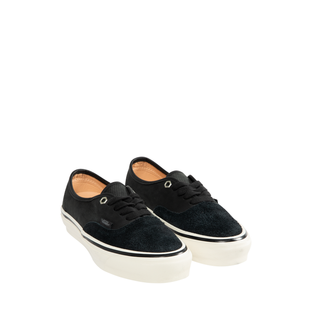 Image 2 of 5 - BLACK - VANS OTW 44 Authentic Vibram Sneaker featuring lace-up front, leather and suede upper, rounded toe, high rubber foxing, canvas midsole wrap, vulcanized rubber midsole, vibram outsole, black leather lining and co-branded insole. 