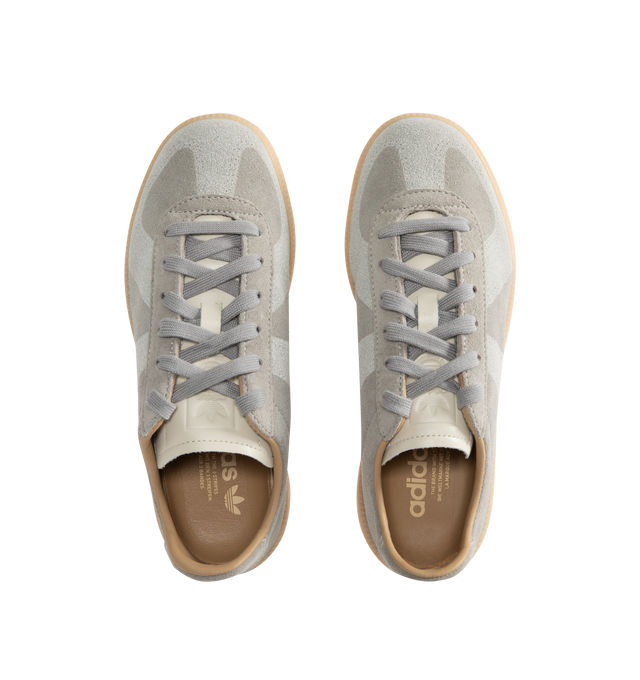 Image 5 of 5 - GREY - Adidas Mens BW Army Decon Shoes are crafted from leather with premium suede overlays. Features a regular fit, lace-up closure, leather sockliner, rubber outsole, and Trefoil and adidas logo detailing on the tongue, sockliner, and tooling. Upper: Leather with Suede Overlays; Sockliner: Leather; Outsole: Rubber. Made in Vietnam. 