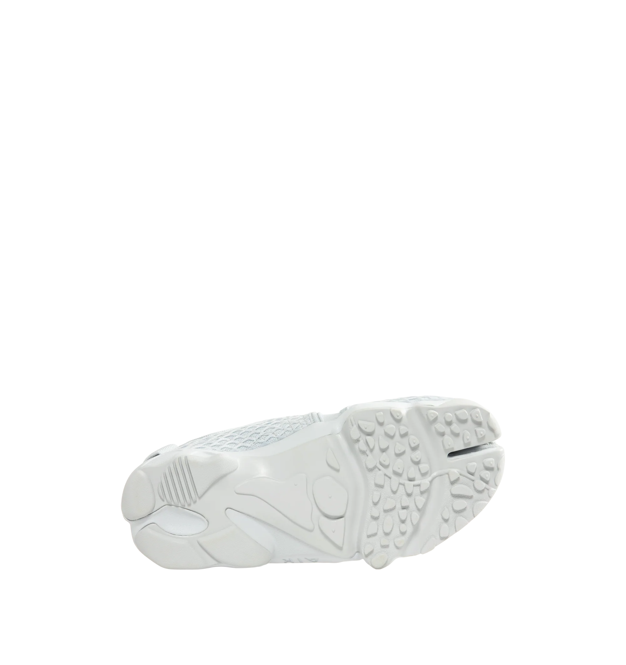 Image 4 of 5 - WHITE - Nike Women's Air Rift Sneaker featuring hook-and-loop straps on the midfoot and heel, Nike Air unit in the heel combined with plush foam, rubber detailing on the outsole, upper features a blend of elastane, polyester and nylon materials for a flexible fit and split toe design.