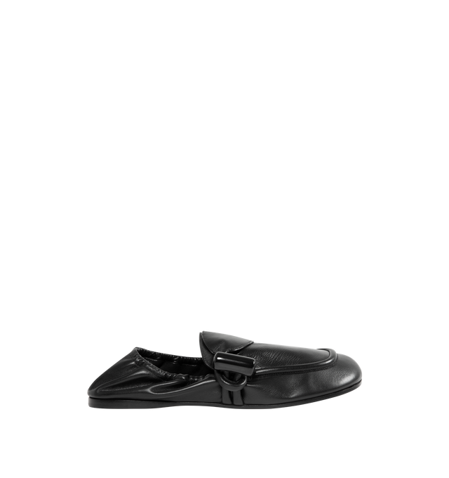 Image 1 of 4 - BLACK - LOEWE Toggle Loafer in shiny smooth calfskin with a signature lacquered toggle embellishment on the upper, engraved Anagram on toggle embellishment and padded leather insole. Shiny smooth calf. Made in Italy.