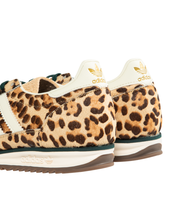 Image 3 of 5 - BROWN - ADIDAS Leopard Print SL 72 OG Sneaker featuring regular fit, leather upper, textile sockliner, rubber outsole, pony hair finish, leopard print, Ecotex textured tongue, Trefoil branding on tongue and heel and textured tongue.