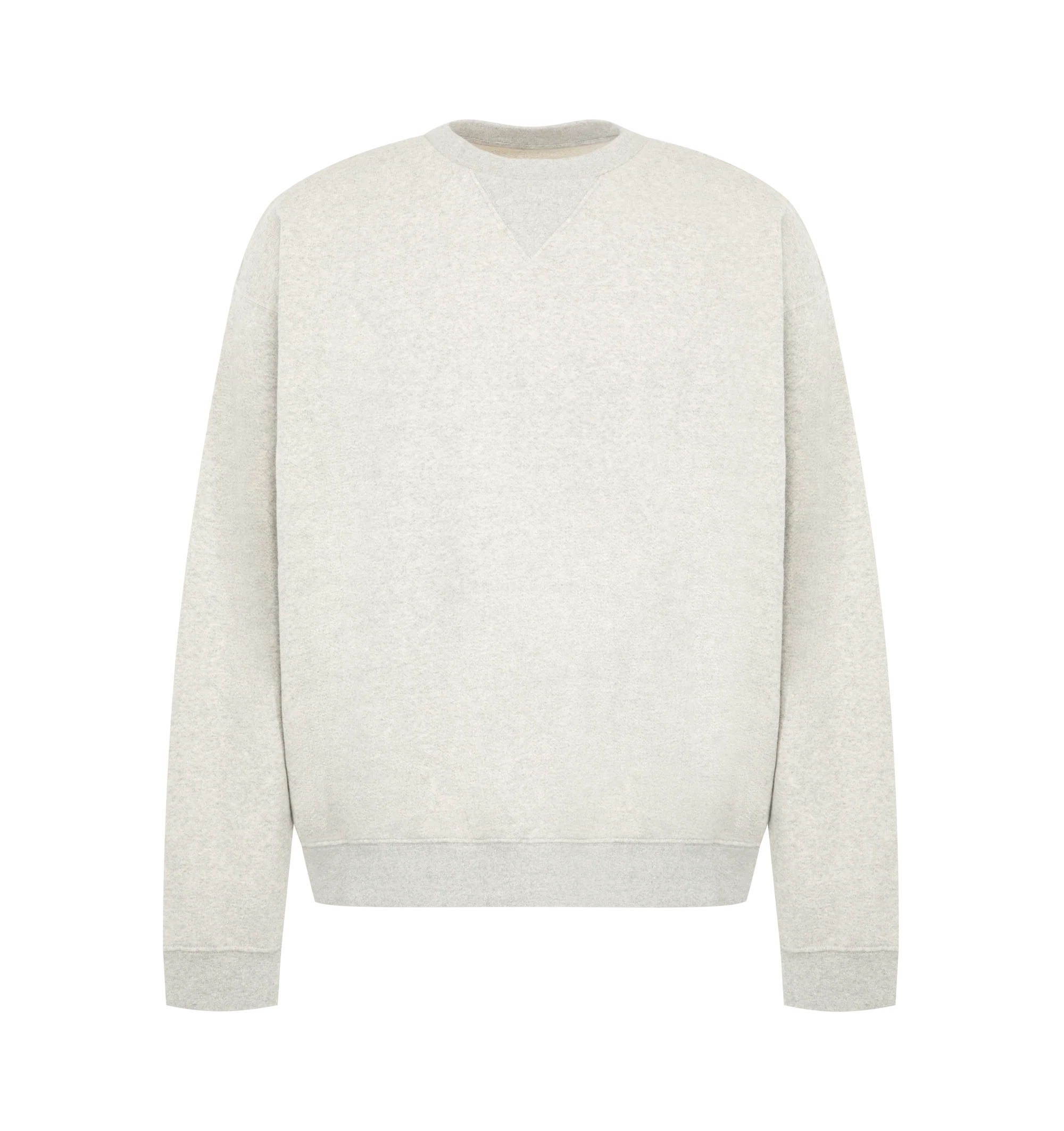Image 1 of 2 - GREY - Maison Margiela Men's Double-Layer Cotton Sweatshirt is crafted from cotton in a double-layer construction and features a relaxed, slightly oversized silhouette, a classic crew neckline, long sleeves, ribbed cuffs, a raw hem, and the signature four white stitches at the back. This designer cotton sweatshirt combines minimalist craftsmanship with elevated layering for everyday wear. Main Material: 100% Cotton. Made in Italy.