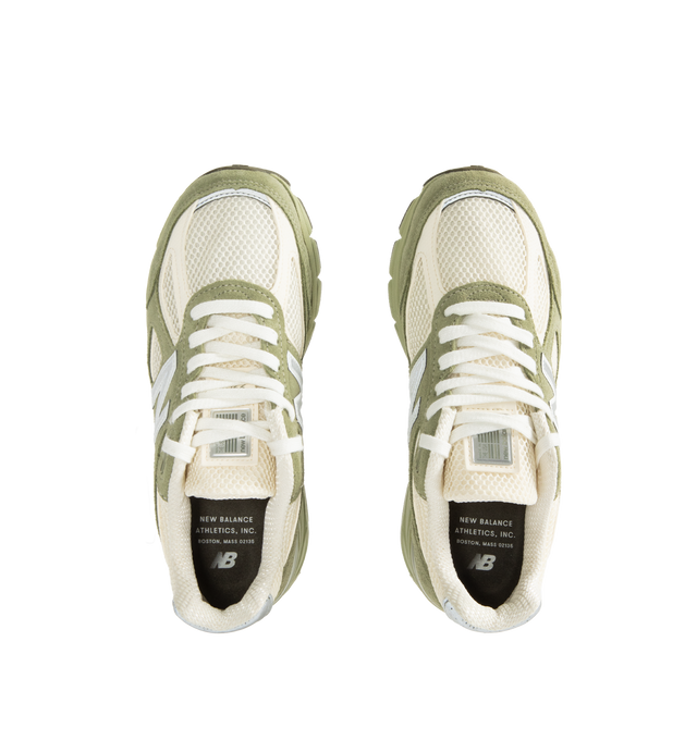 Image 5 of 5 - GREEN - NEW BALANCE Made in USA 990v4 Sneaker featuring premium pigskin suede and mesh upper, ENCAP midsole cushioning combines lightweight foam with a durable polyurethane rim, lace up closure and MADE in USA tongue label.