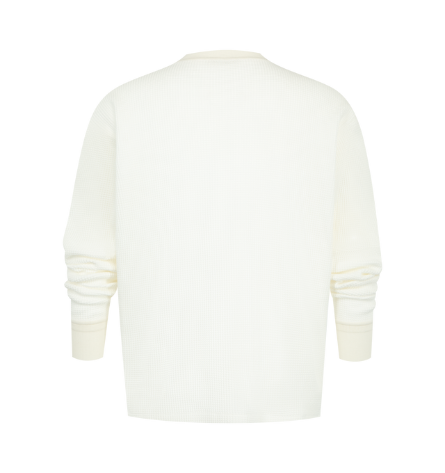 Image 2 of 2 - WHITE - THE ROW Masaki T-Shirt featuring long-sleeved crewneck top in waffled jersey with regular fit and ribbed neckline and cuffs. 100% cotton. Made in Italy.