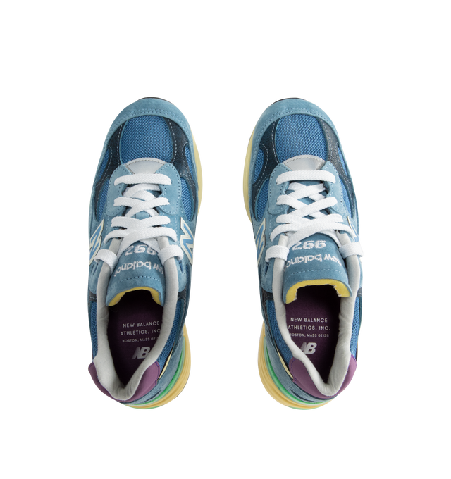 Image 5 of 5 - BLUE - NEW BALANCE Made in USA 992 Sneaker featuring ABZORB cushioning at heel and forefoot, combination ENCAP and C-CAP midsole, reflective accents, mesh upper, suede and synthetic overlays and NDurance rubber outsole.