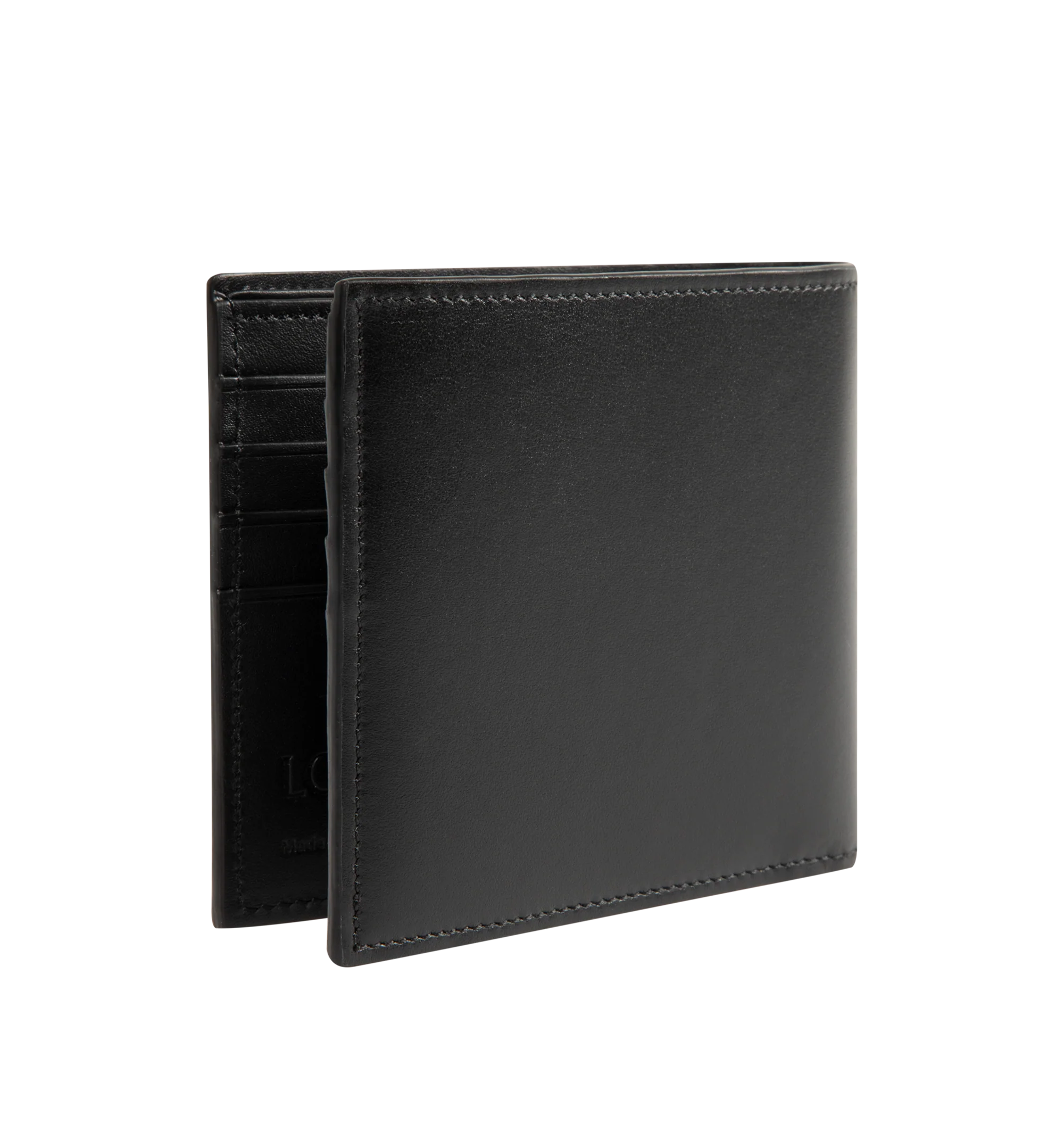 Image 2 of 3 - BLACK - Loewe Mens Logo Cardholder is crafted from shiny calfskin. Features four card slots, one central pocket, embossed and printed bi-color archive-inspired LOEWE logo, and calfskin lining. Main Material: Shiny Calfskin; Lining: Calfskin. Dimensions: 10.3cm W x 7.5cm H x 0.3cm D. Made in Spain. 