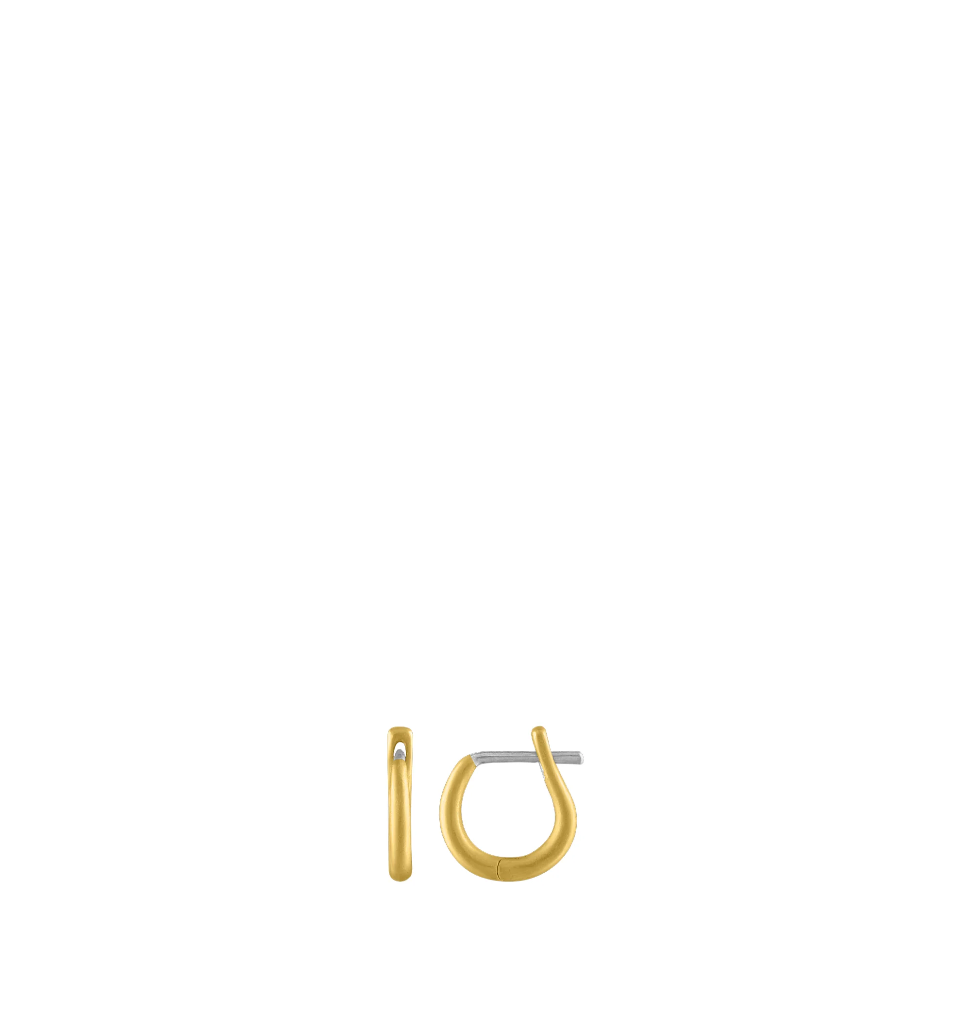 Image 3 of 3 - GOLD - Prounis Hook Earrings are handcrafted from 22K yellow gold with 18K white gold posts. Inspired by an ancient hook closure, they feature a tapered sculptural silhouette with a hidden hinge for everyday wear. Dimensions: 20 mm. Handmade in New York. For personal consultation and detailed information about jewelry, please contact our dedicated stylist team at personalshopping@hirshleifers.com.This item may be restricted for online purchase to international clients. For assistance purchasi 