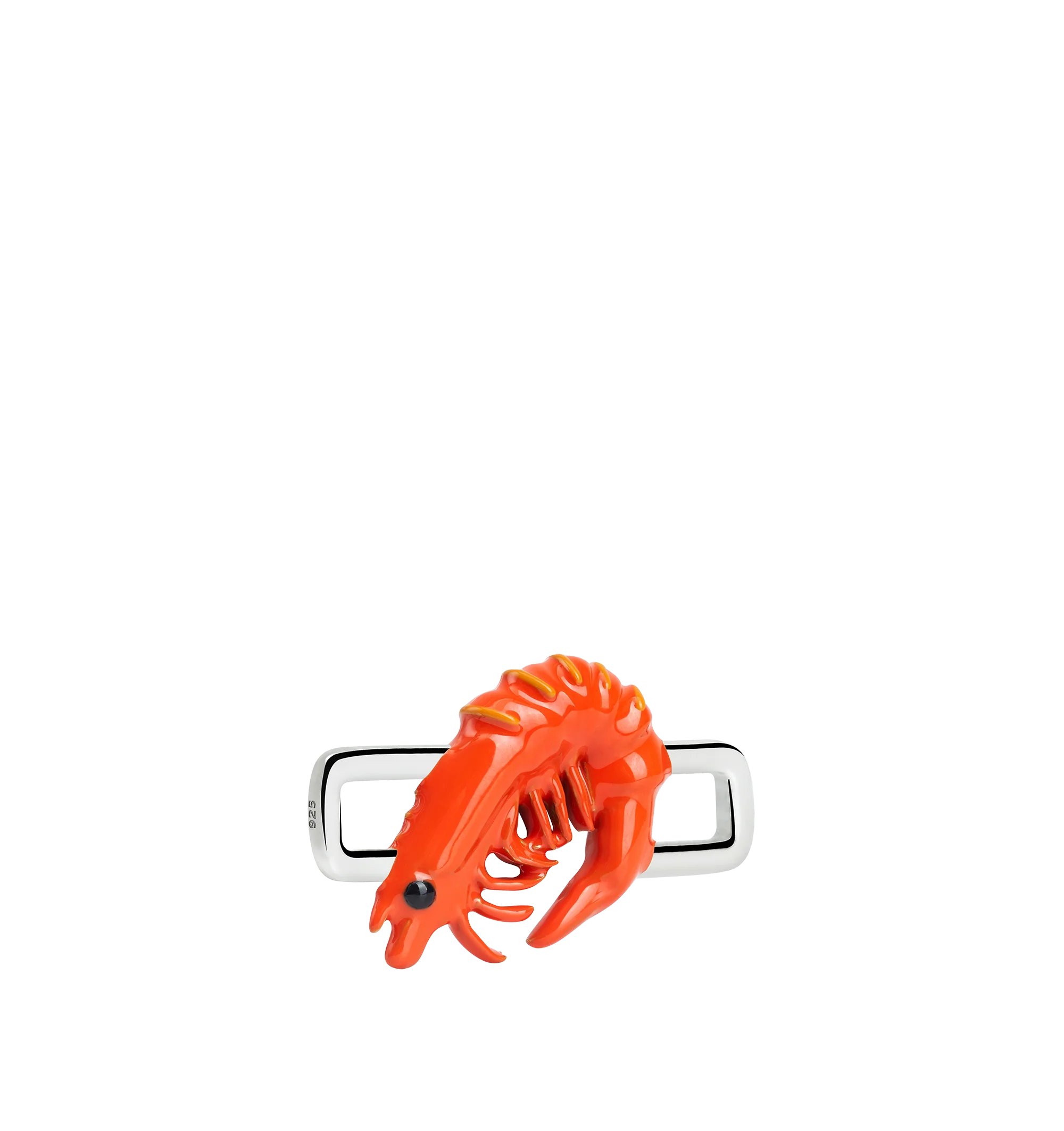Image 3 of 8 - ORANGE - Poubel by The Gstaad Guy Gambero Rosso Charm, also known as The Red Prawn. All charms are made of .925 sterling silver, and are hand-painted using non-toxic lead-free enamel. Links sold separately. Cheap Luxury Handbag Shop offers a range of initial pieces from this collection in-store. For personal consultation and detailed information about jewelry, please contact our dedicated stylist team at personalshopping@hirshleifers.com