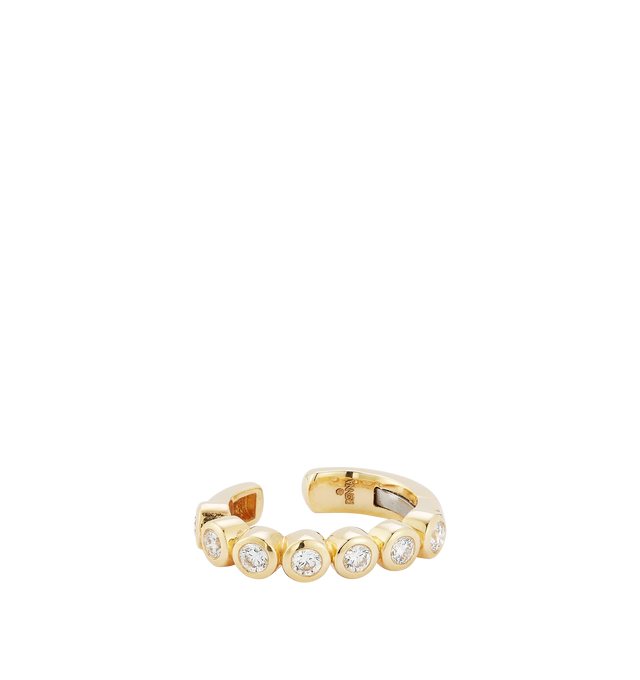 Image 2 of 3 - GOLD - RENNA Diamond Bubble Ear Cuff featuring bezel-set diamonds, hinge opening, 18k gold and comfortable fit. Approx .22 tcw diamond.