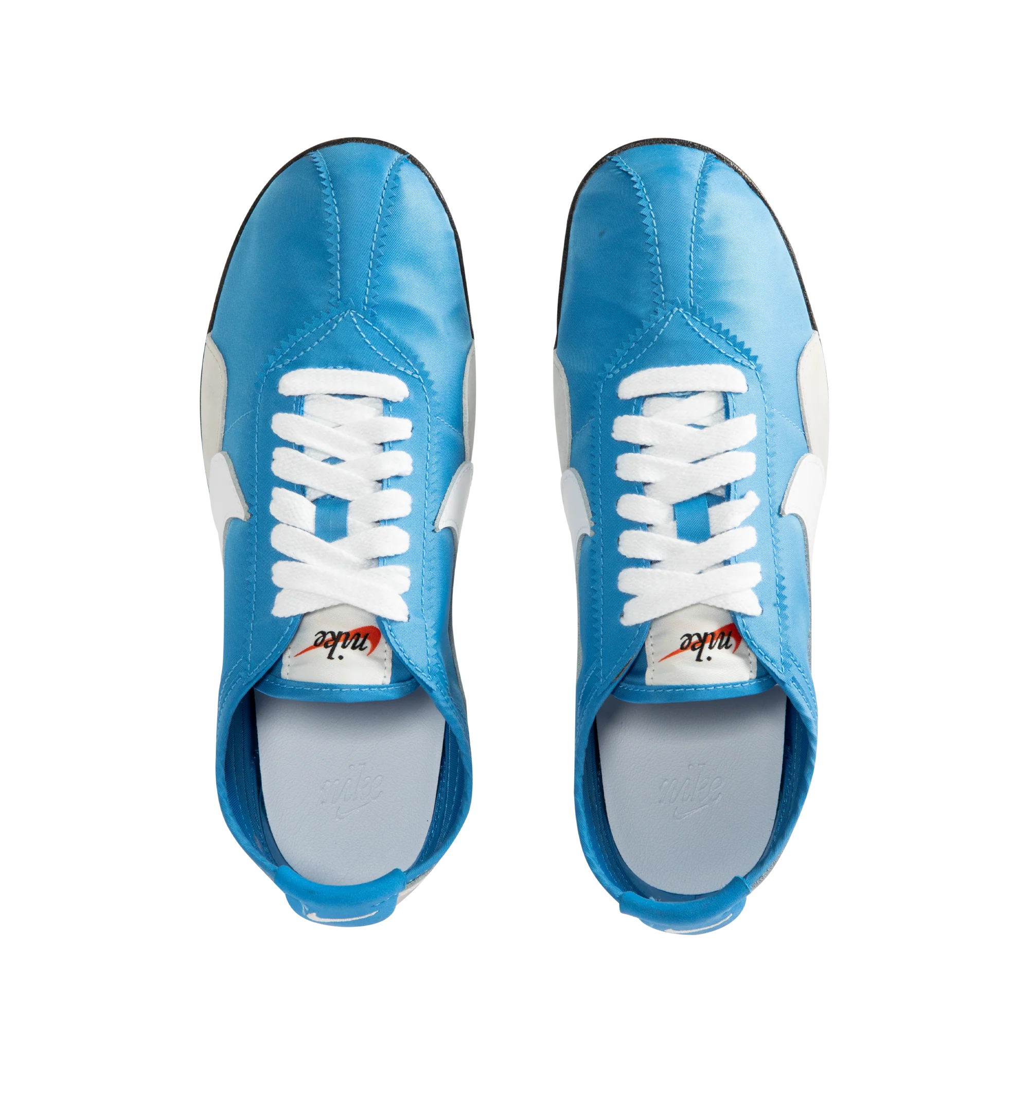 Image 5 of 5 - BLUE - Nike Men's Moon Shoe OG SP Sneakers feature an Italy Blue and Neutral Grey nylon upper with black and white accents and a leather Swoosh. Inspired by Nike's original 1970s running shoe, the streamlined silhouette is finished with a rubber Waffle outsole for durable traction. Upper: Nylon and Leather. Sole: Rubber. 